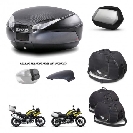 SHAD Maletas SH35 PREMIUM + soporte montaje baul SH48 tapa respaldo accesorios 49 L KIT-462428