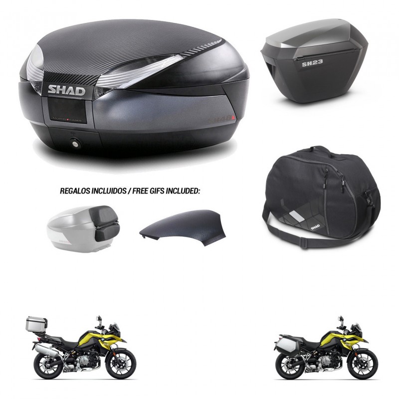 SHAD SH23 alu suitcases + mounting bracket SH48 trunk backrest cover accessories 49 L KIT-462429
