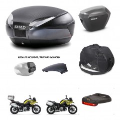SHAD SH23 alu suitcases + mounting bracket SH48 trunk backrest cover accessories 49 L KIT-462435