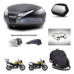 SHAD Maletas SH35 PREMIUM + soporte montaje baul SH48 tapa respaldo accesorios 49 L KIT-462440