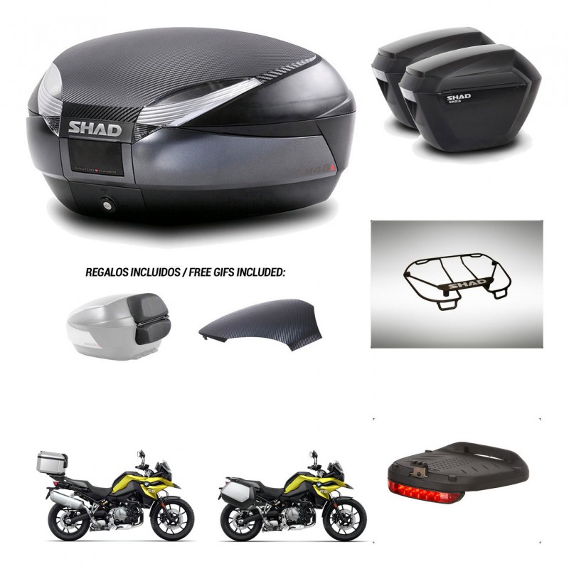 SHAD Maletas sh23 + soporte montaje baul SH48 tapa respaldo accesorios 49 L KIT-462444
