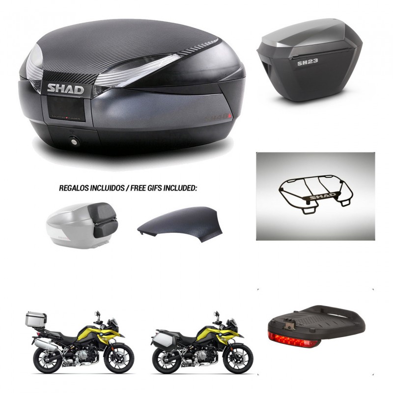 SHAD SH23 alu suitcases + mounting bracket SH48 trunk backrest cover accessories 49 L KIT-462447
