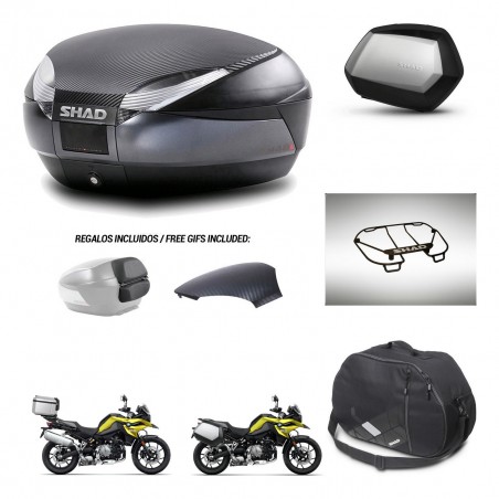SHAD Maletas SH35 PREMIUM + soporte montaje baul SH48 tapa respaldo accesorios 49 L KIT-462451