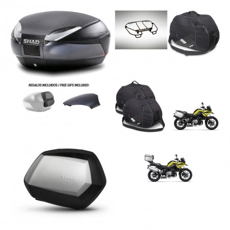 SHAD Maletas SH35 PREMIUM + soporte montaje baul SH48 tapa respaldo accesorios 49 L KIT-462452