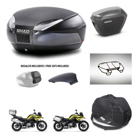 SHAD Maletas sh23 alu + soporte montaje baul SH48 tapa respaldo accesorios 49 L KIT-462453