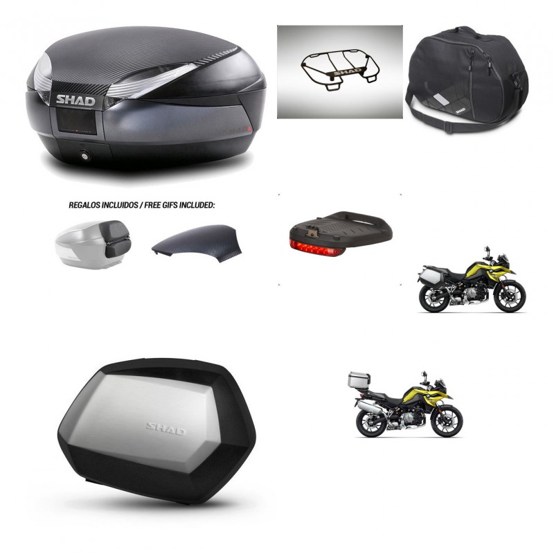 SHAD SH35 PREMIUM suitcases + mounting bracket SH48 trunk backrest cover accessories 49 L KIT-462457