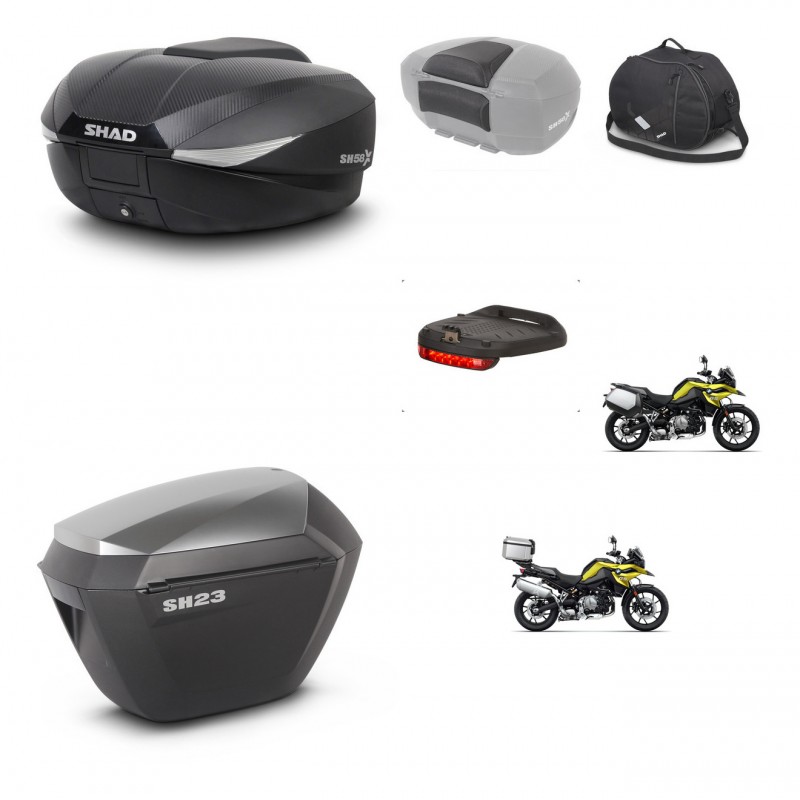 SHAD SH23 alu suitcases + mounting bracket SH58 trunk accessories KIT-462753