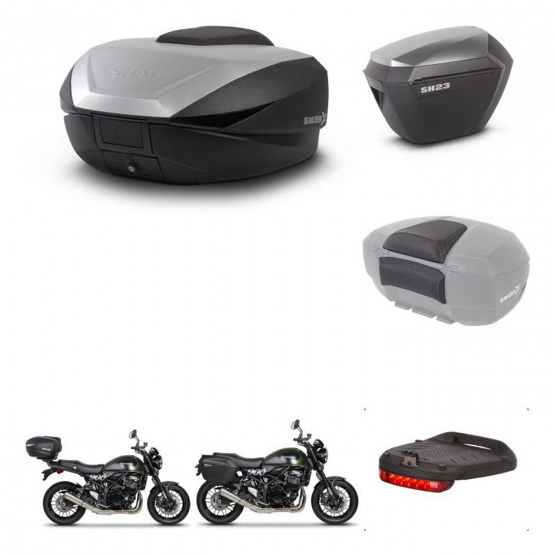 SHAD SH23 alu suitcases + mounting bracket SH59 trunk accessories 59L KIT-462885