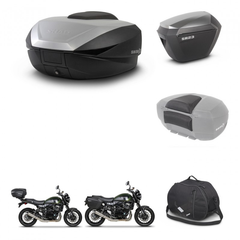 SHAD Maletas sh23 alu + soporte montaje baul SH59 accesorios 59L KIT-462891
