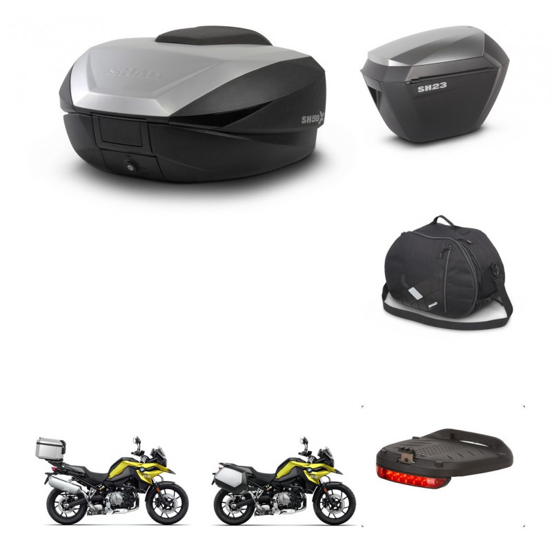 SHAD SH23 alu suitcases + mounting bracket SH59 trunk accessories 59L KIT-463017