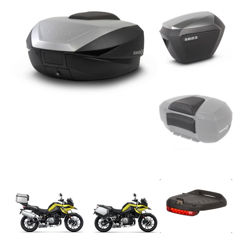 SHAD SH23 alu suitcases + mounting bracket SH59 trunk accessories 59L KIT-463029