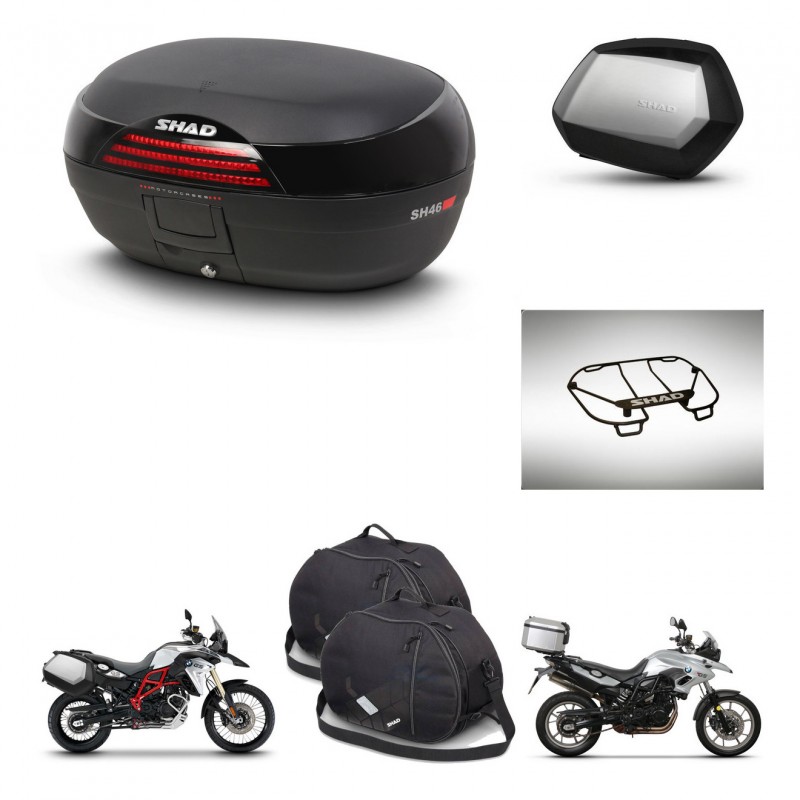 SHAD Maletas SH35 PREMIUM + soporte montaje baul SH46 accesorios 45 L KIT-463046