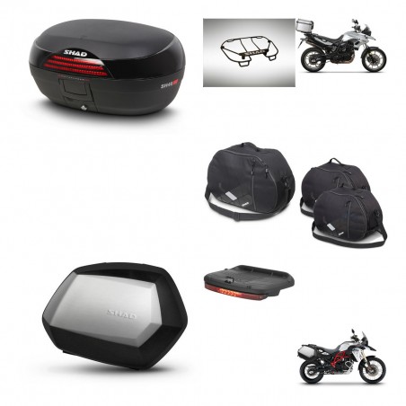 SHAD Maletas SH35 PREMIUM + soporte montaje baul SH46 accesorios 45 L KIT-463064
