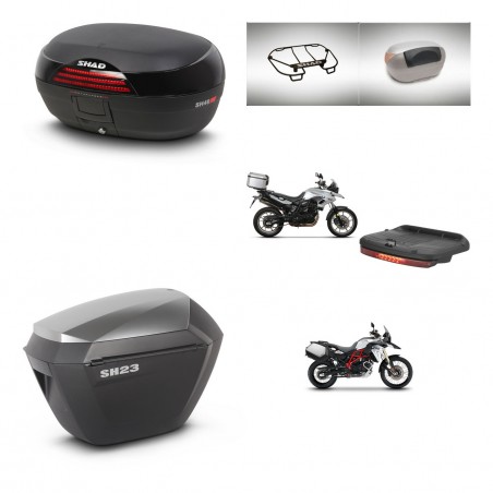 SHAD Maletas sh23 alu + soporte montaje baul SH46 accesorios 45 L KIT-463077
