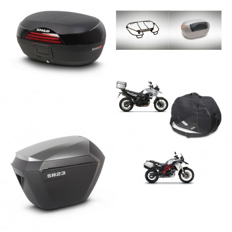 SHAD SH23 alu suitcases + mounting bracket SH46 trunk accessories 45 L KIT-463083