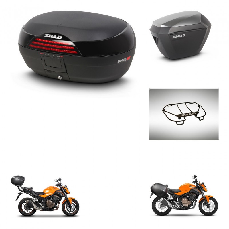 SHAD Maletas sh23 alu + soporte montaje baul SH46 accesorios 45 L KIT-463103