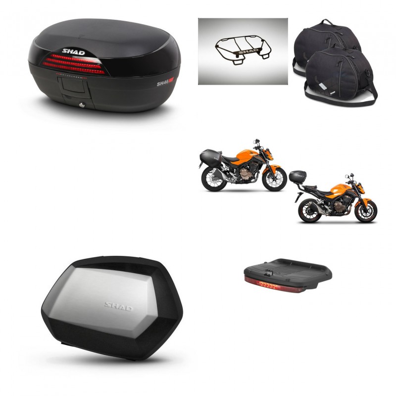 SHAD Maletas SH35 PREMIUM + soporte montaje baul SH46 accesorios 45 L KIT-463108