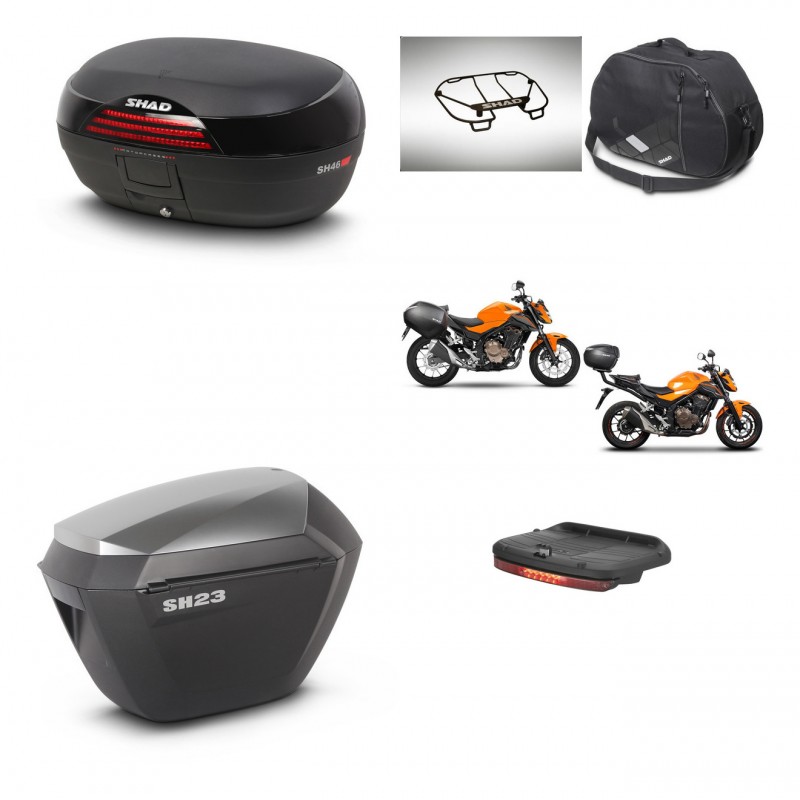 SHAD Maletas sh23 alu + soporte montaje baul SH46 accesorios 45 L KIT-463121