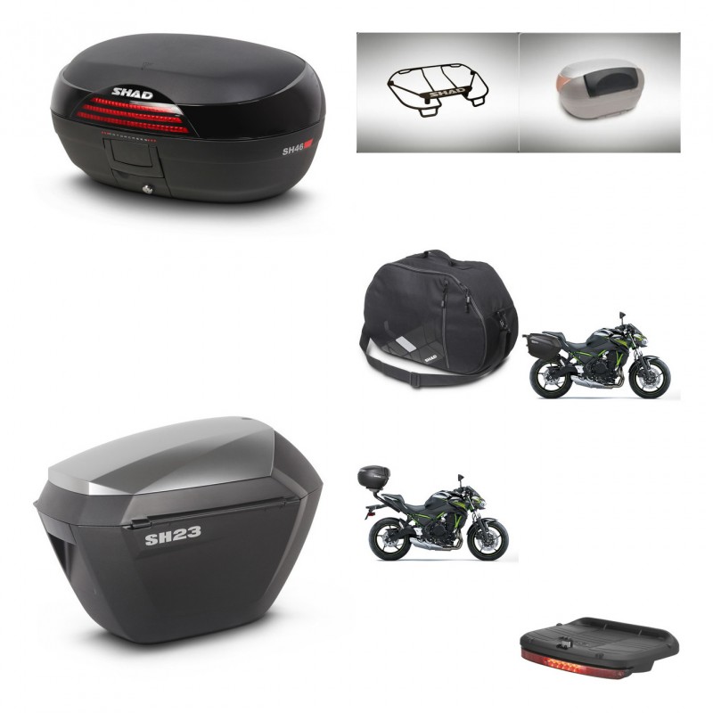 SHAD Maletas sh23 alu + soporte montaje baul SH46 accesorios 45 L KIT-463201