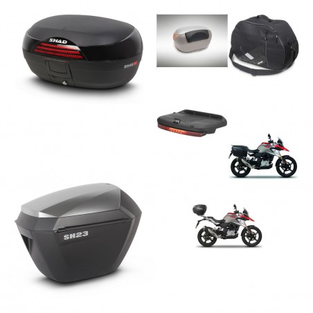 SHAD Maletas sh23 alu + soporte montaje baul SH46 accesorios 45 L KIT-463249
