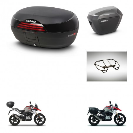 SHAD Maletas sh23 alu + soporte montaje baul SH46 accesorios 45 L KIT-463255