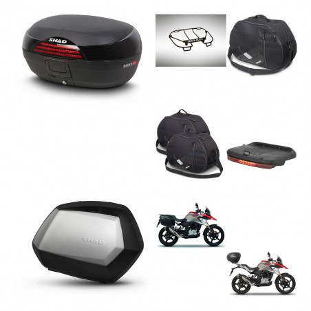 SHAD Maletas SH35 PREMIUM + soporte montaje baul SH46 accesorios 45 L KIT-463272
