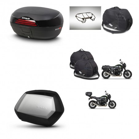 SHAD Maletas SH35 PREMIUM + soporte montaje baul SH46 accesorios 45 L KIT-463458