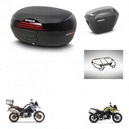 SHAD Maletas sh23 alu + soporte montaje baul SH46 accesorios 45 L KIT-463543