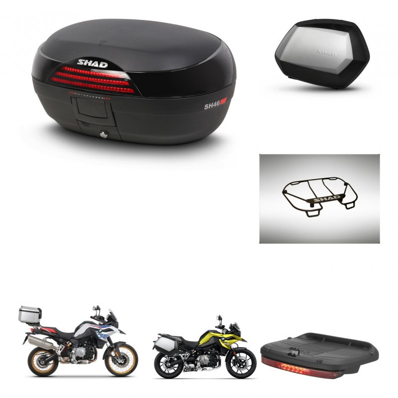 SHAD Maletas SH35 PREMIUM + soporte montaje baul SH46 accesorios 45 L KIT-463547