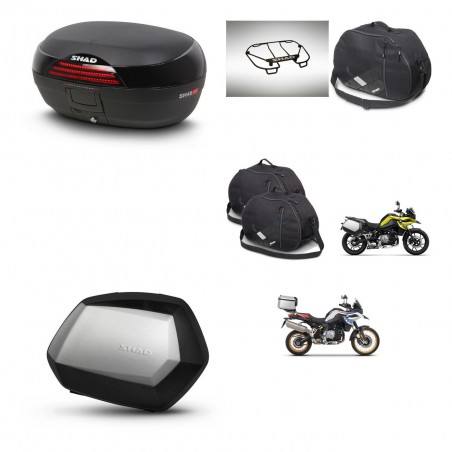 SHAD Maletas SH35 PREMIUM + soporte montaje baul SH46 accesorios 45 L KIT-463554