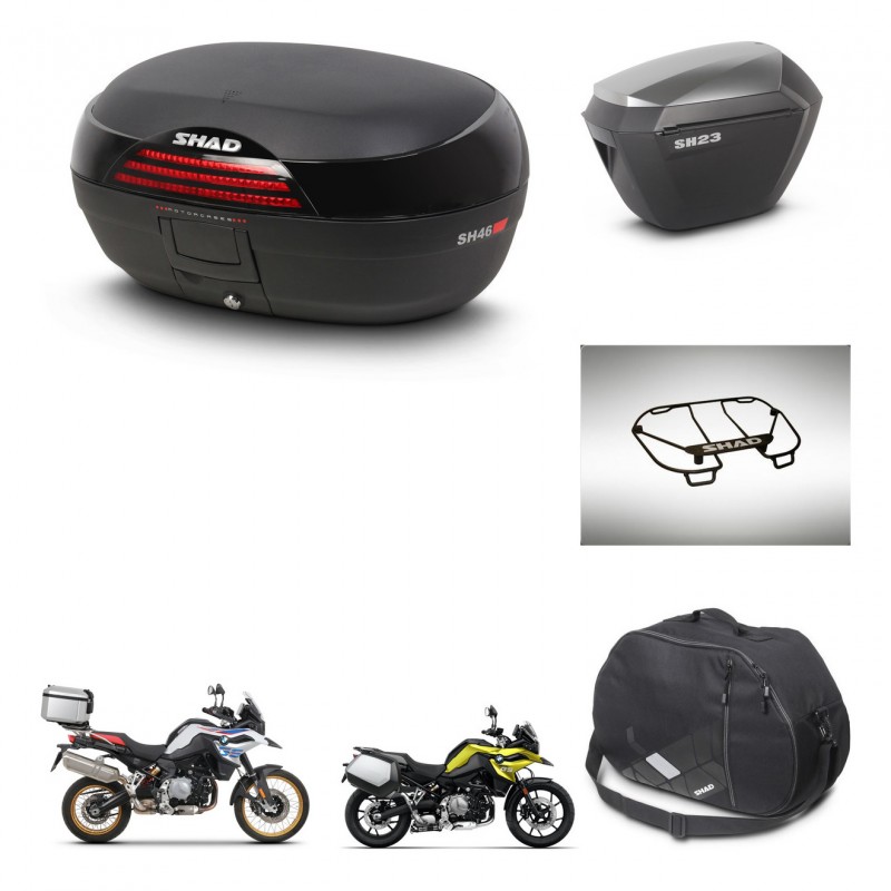 SHAD Maletas sh23 alu + soporte montaje baul SH46 accesorios 45 L KIT-463555