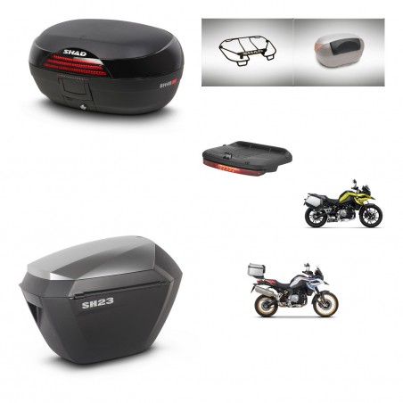 SHAD Maletas sh23 alu + soporte montaje baul SH46 accesorios 45 L KIT-463573
