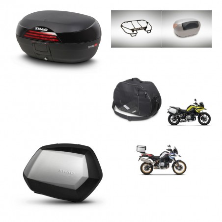 SHAD Maletas SH35 PREMIUM + soporte montaje baul SH46 accesorios 45 L KIT-463577
