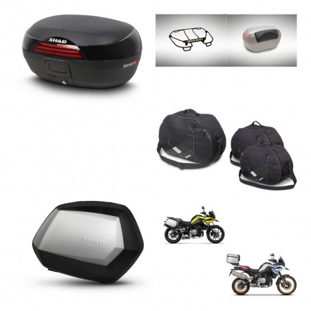 SHAD Maletas SH35 PREMIUM + soporte montaje baul SH46 accesorios 45 L KIT-463578