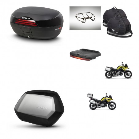 SHAD Maletas SH35 PREMIUM + soporte montaje baul SH46 accesorios 45 L KIT-463740