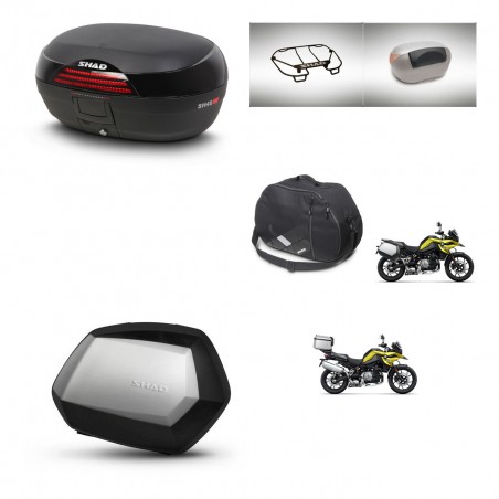 SHAD Maletas SH35 PREMIUM + soporte montaje baul SH46 accesorios 45 L KIT-463769
