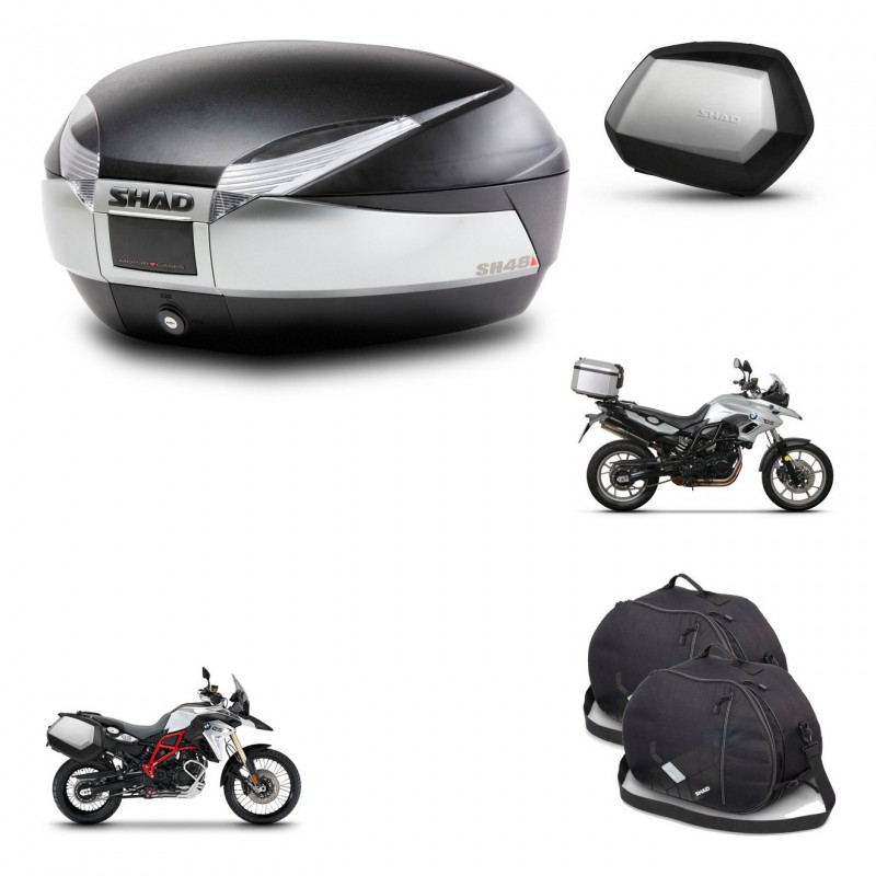 SHAD SH35 PREMIUM suitcases + mounting bracket SH48 trunk accessories TITANIUM KIT-463782