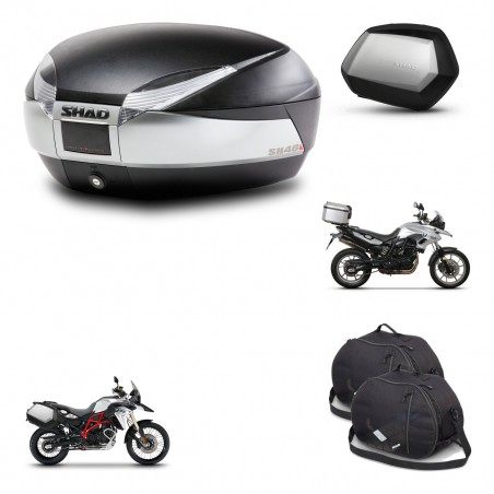 SHAD Maletas SH35 PREMIUM + soporte montaje baul SH48 accesorios TITANIUM KIT-463782