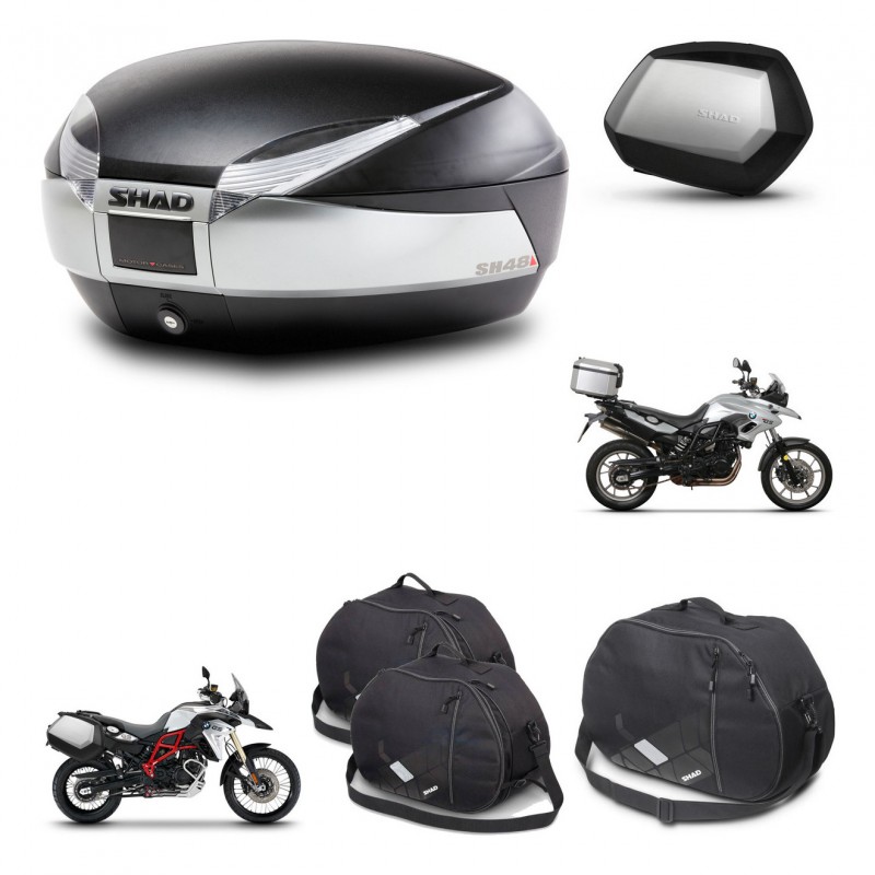 SHAD SH35 PREMIUM suitcases + mounting bracket SH48 trunk accessories TITANIUM KIT-463794