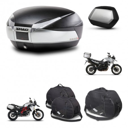 SHAD SH35 PREMIUM suitcases + mounting bracket SH48 trunk accessories TITANIUM KIT-463794