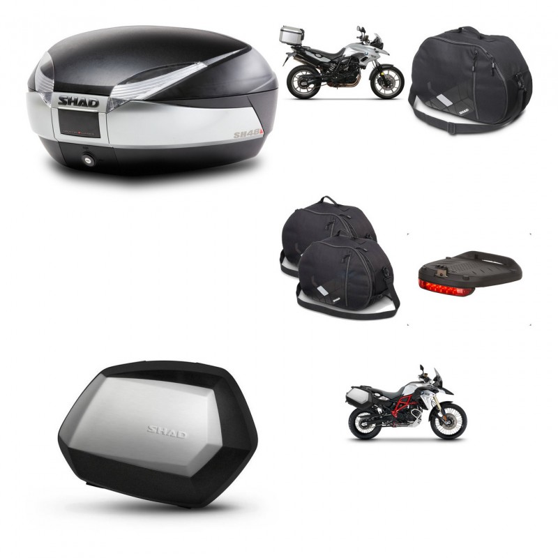 SHAD SH35 PREMIUM suitcases + mounting bracket SH48 trunk accessories TITANIUM KIT-463800