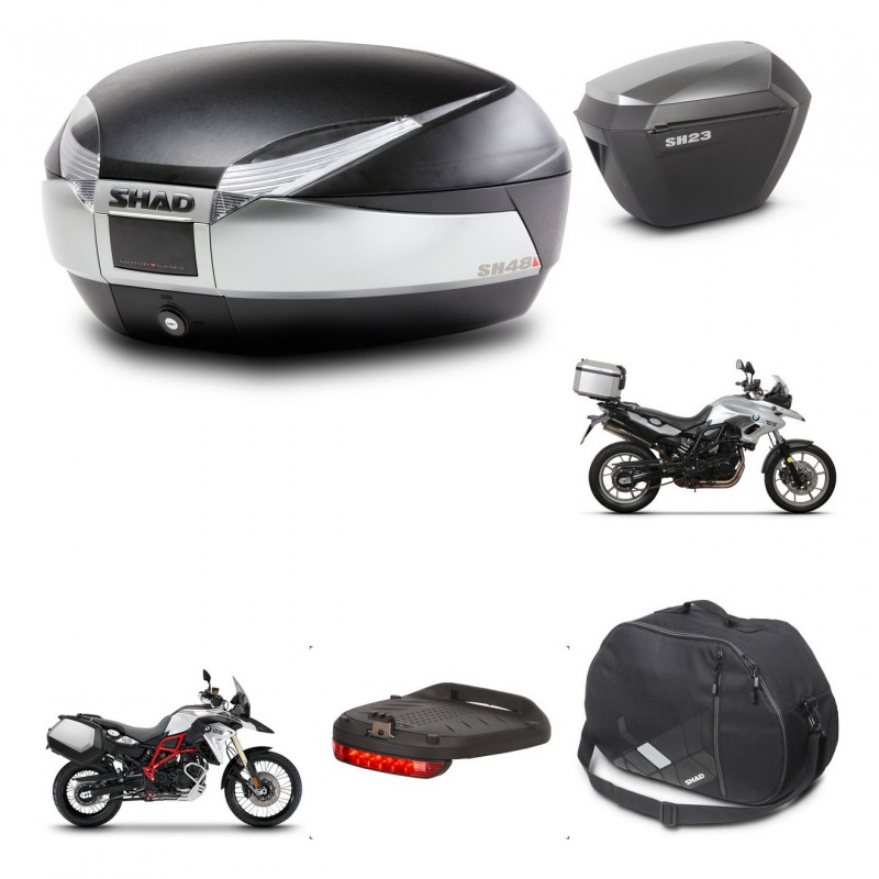 SHAD SH23 alu suitcases + mounting bracket SH48 trunk accessories TITANIUM PREMIUM KIT-463801