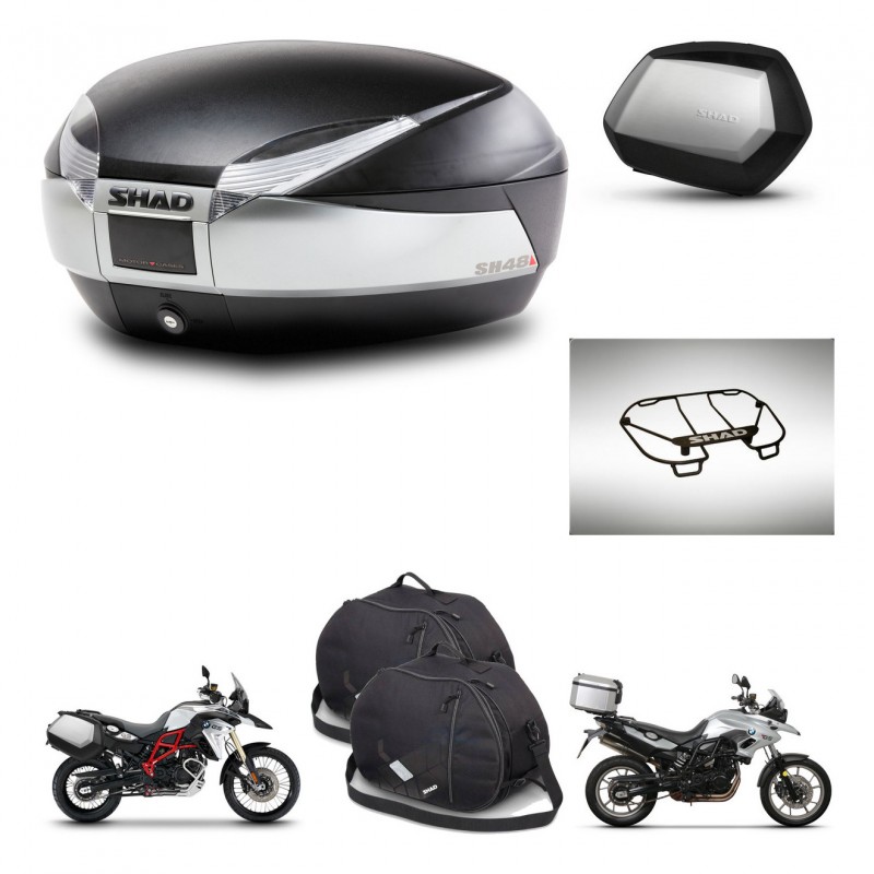 SHAD SH35 PREMIUM suitcases + mounting bracket SH48 trunk accessories TITANIUM KIT-463806