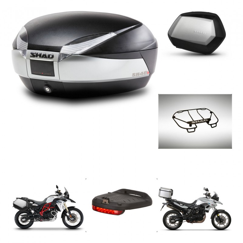 SHAD Maletas SH35 PREMIUM + soporte montaje baul SH48 accesorios TITANIUM KIT-463811