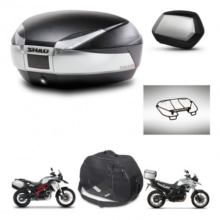 SHAD SH35 PREMIUM suitcases + mounting bracket SH48 trunk accessories TITANIUM KIT-463817