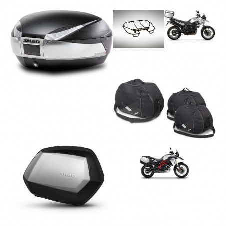 SHAD Maletas SH35 PREMIUM + soporte montaje baul SH48 accesorios TITANIUM KIT-463818