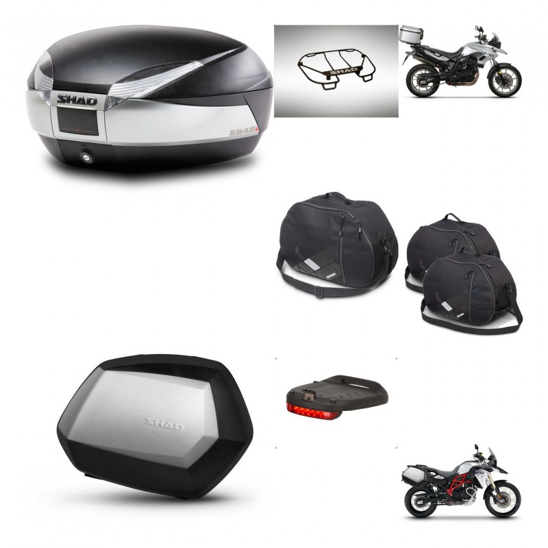 SHAD Maletas SH35 PREMIUM + soporte montaje baul SH48 accesorios TITANIUM KIT-463824