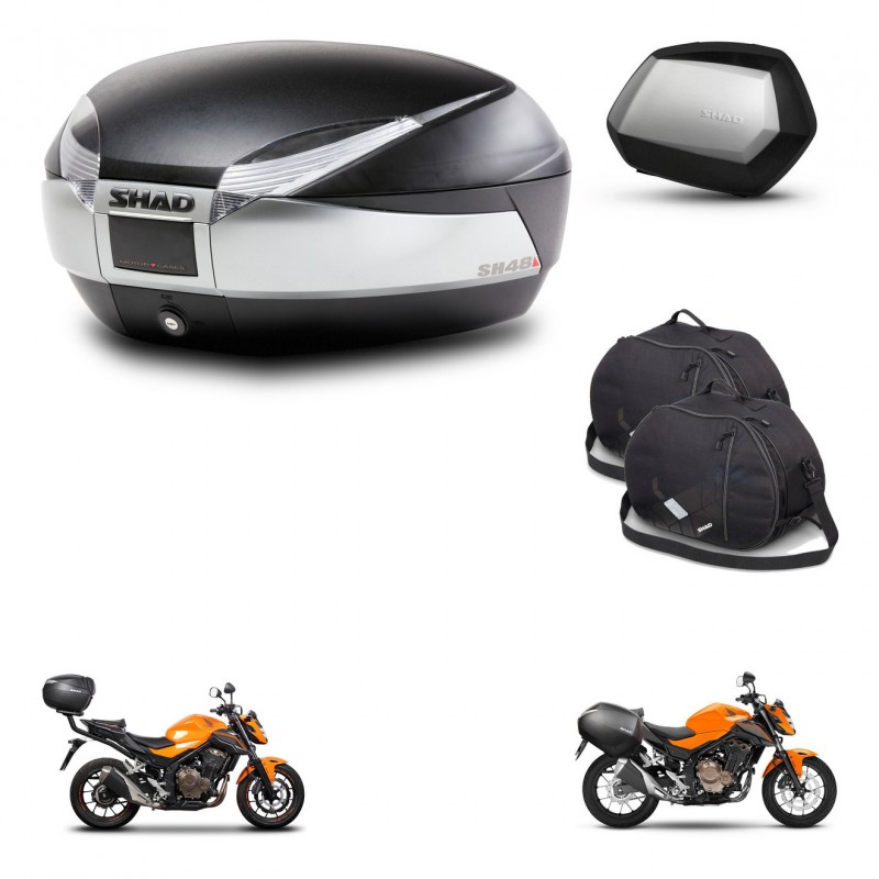 SHAD Maletas SH35 PREMIUM + soporte montaje baul SH48 accesorios TITANIUM KIT-463838