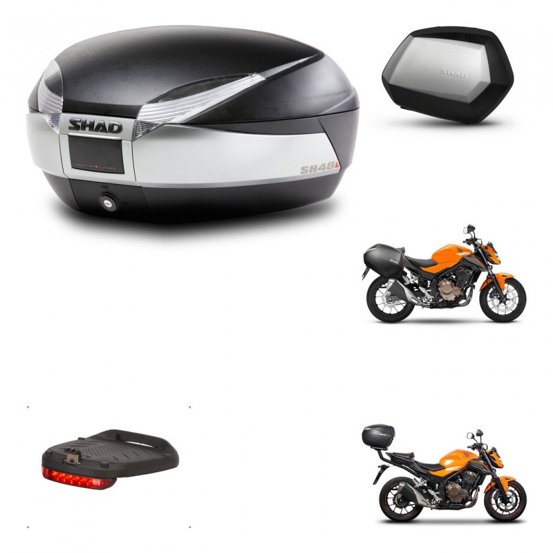 SHAD Maletas SH35 PREMIUM + soporte montaje baul SH48 accesorios TITANIUM KIT-463843