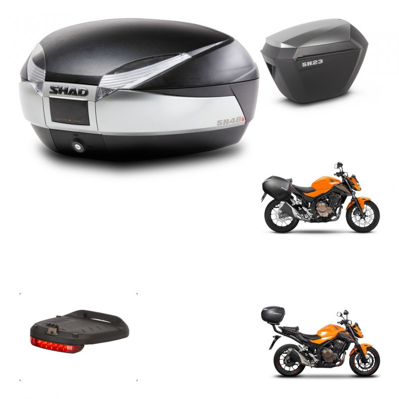 SHAD Maletas sh23 alu + soporte montaje baul SH48 accesorios TITANIUM PREMIUM KIT-463845
